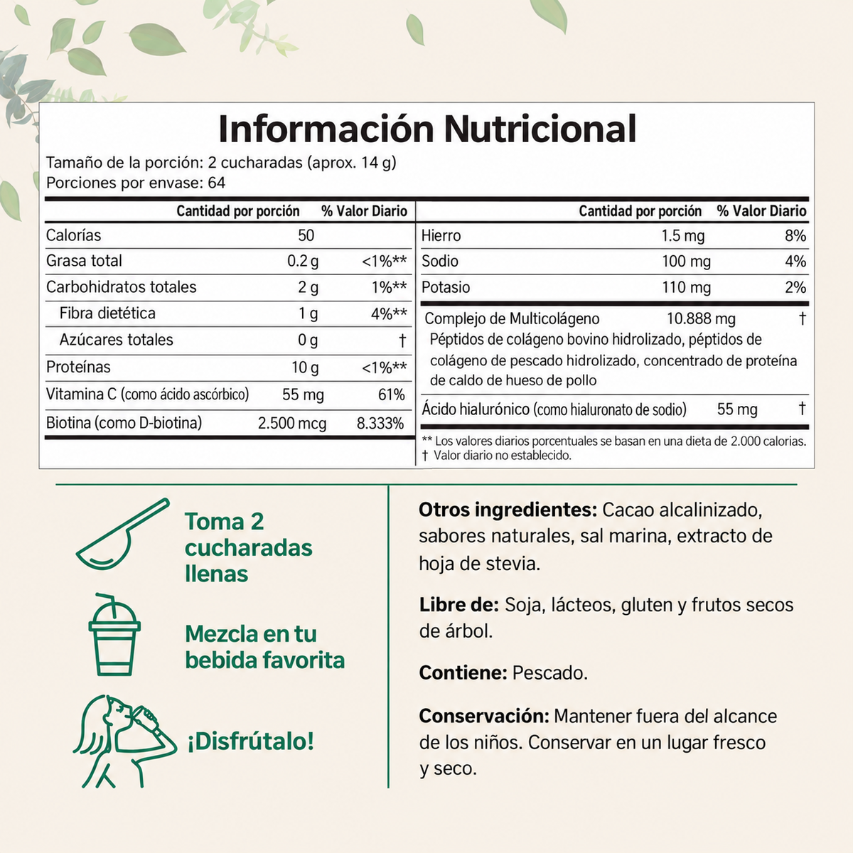 Polvo de Péptidos de Colágeno Múltiple Micro Ingredients - Péptidos de Proteína Hidrolizada (Tipo I, II, III, V, X) con Ácido Hialurónico, Biotina y Vitamina C sin sabor